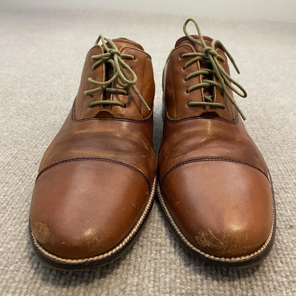 Cole Haan Shoes Mens Size 8 M Brown Leather Cap Toe Dress Oxfords C12337